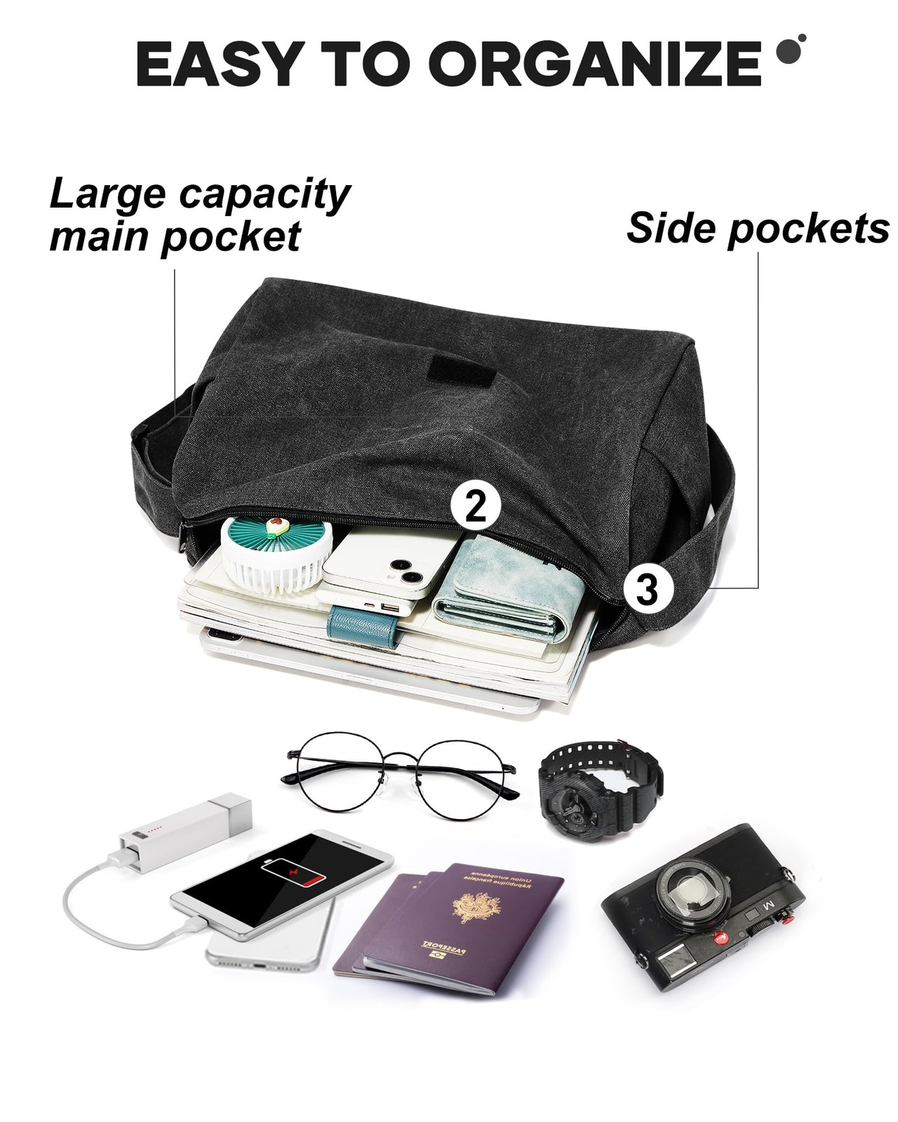 Vintage Canvas Messenger Bag for Men & , Large Crossbody Shoulder Bag Leisure…