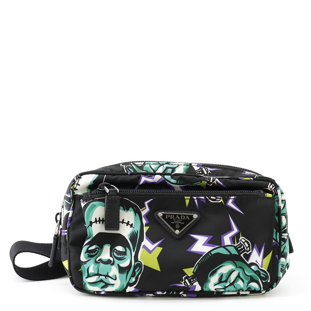 PRADA Frankenstein Crossbody Bag Nylon Black/Multicolor 2VL977