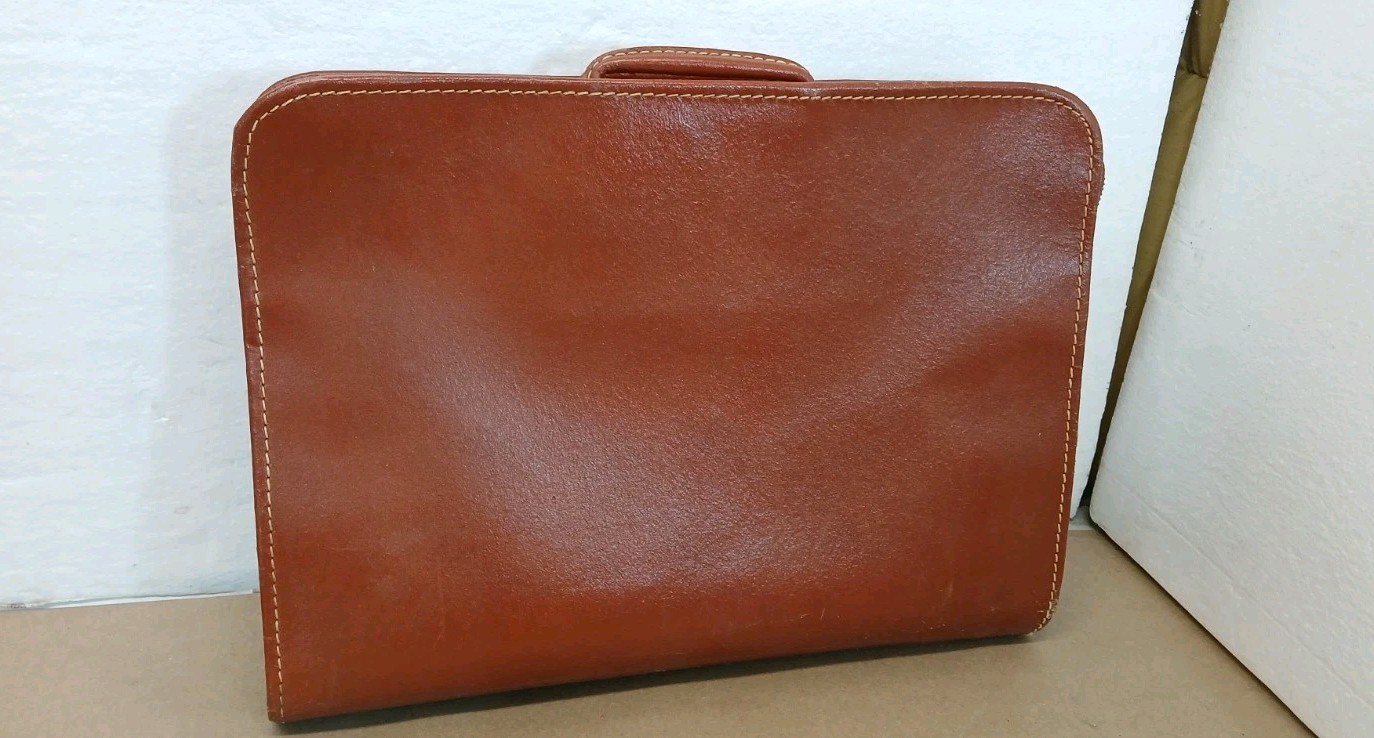 Vintage Bosca Deep Buff Cowhide Leather Briefcase Portfolio USA Brown Repairs