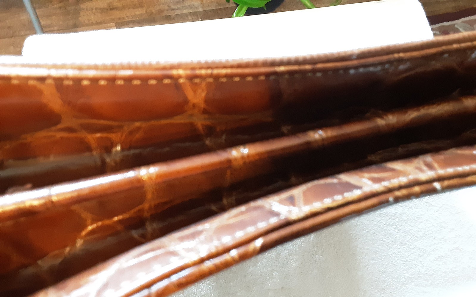 Preowned unisex Jackson Briefcase Brown Faux snake skin 16inX11.5in. China