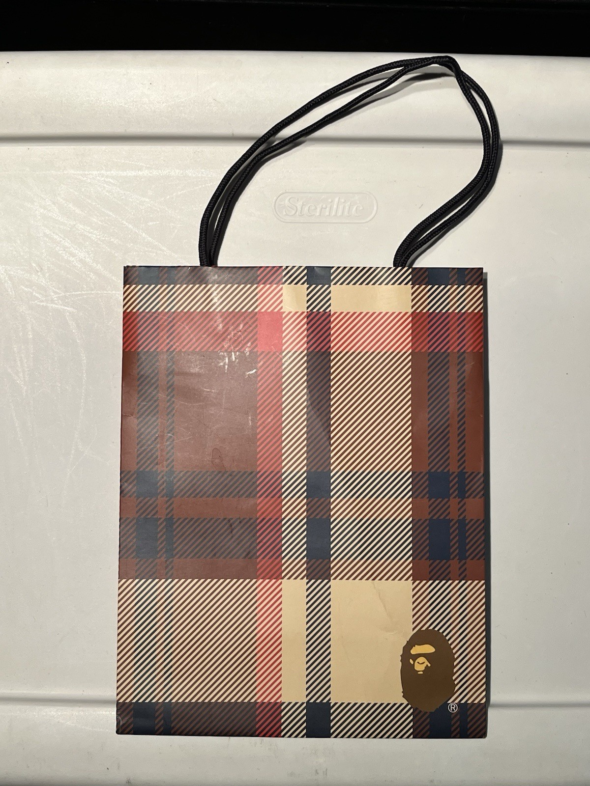 Bape Store Plaid Bag Rare Og Bape Plaid Bape.com Cardboard Shopping Bag 7.5 X 10