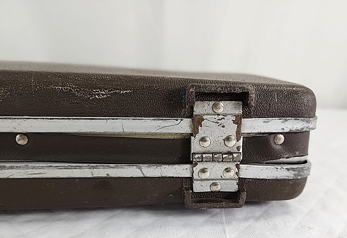 Vintage Samsonite Super Slim Hardshell Briefcase Attache Brown 17x12x2