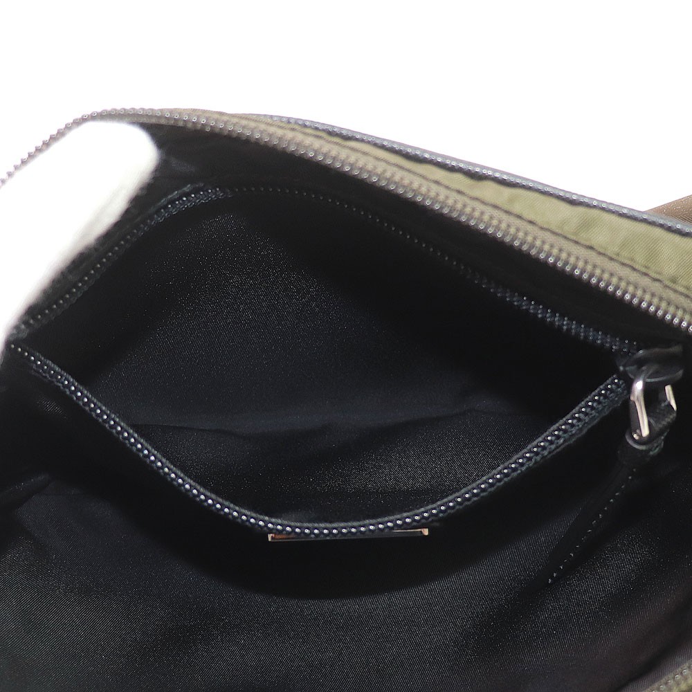 PRADA Tesuto Nylon Belt Bag Triangle Logo Saffiano Leather Mimetico Khaki