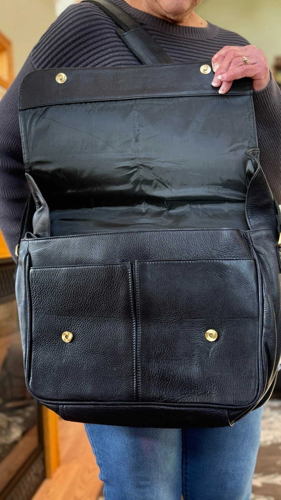 Cuero Guapo Handcrafted Genuine Leather Briefcase Black Messenger Laptop Bag New