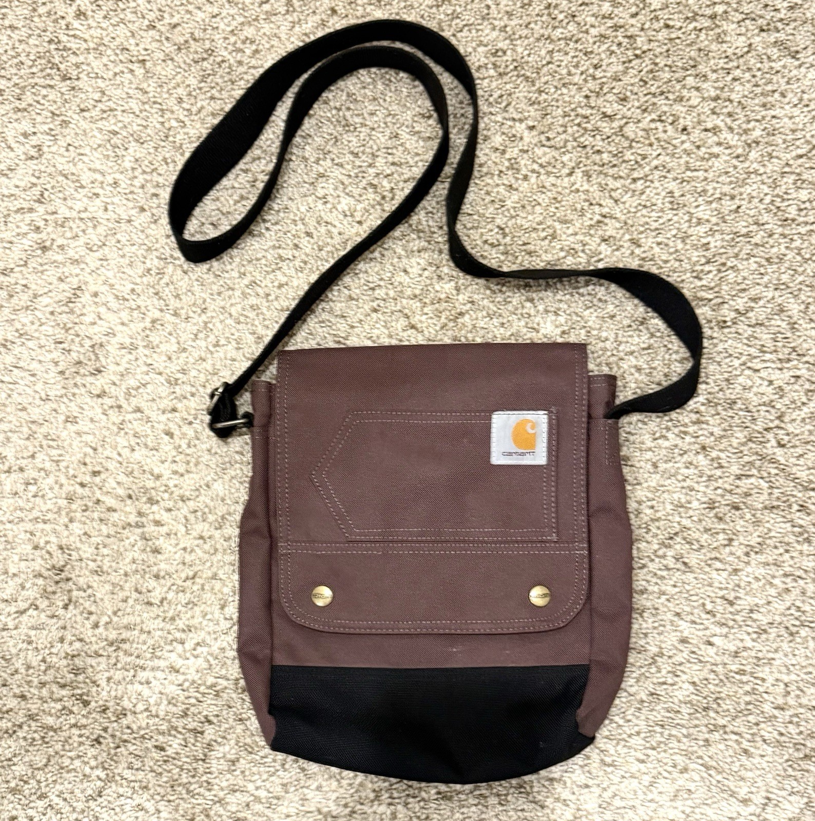 Carhartt Brown Crossbody Bag Durable Adjustable Strap Unisex VGC Approx. 10x12x3