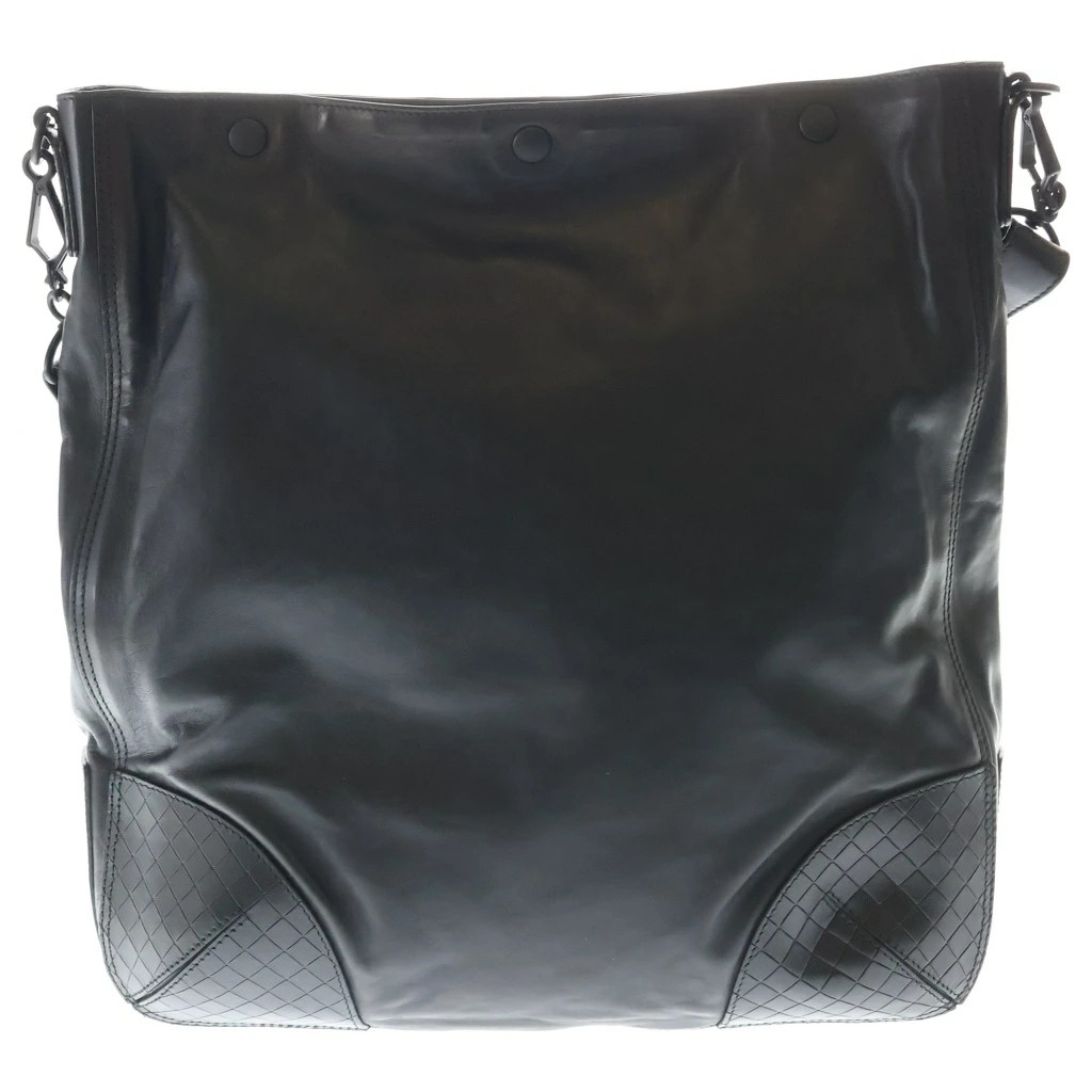 Bottega Veneta Intrecciato Shoulder Bag Black Leather Hardware Condition
