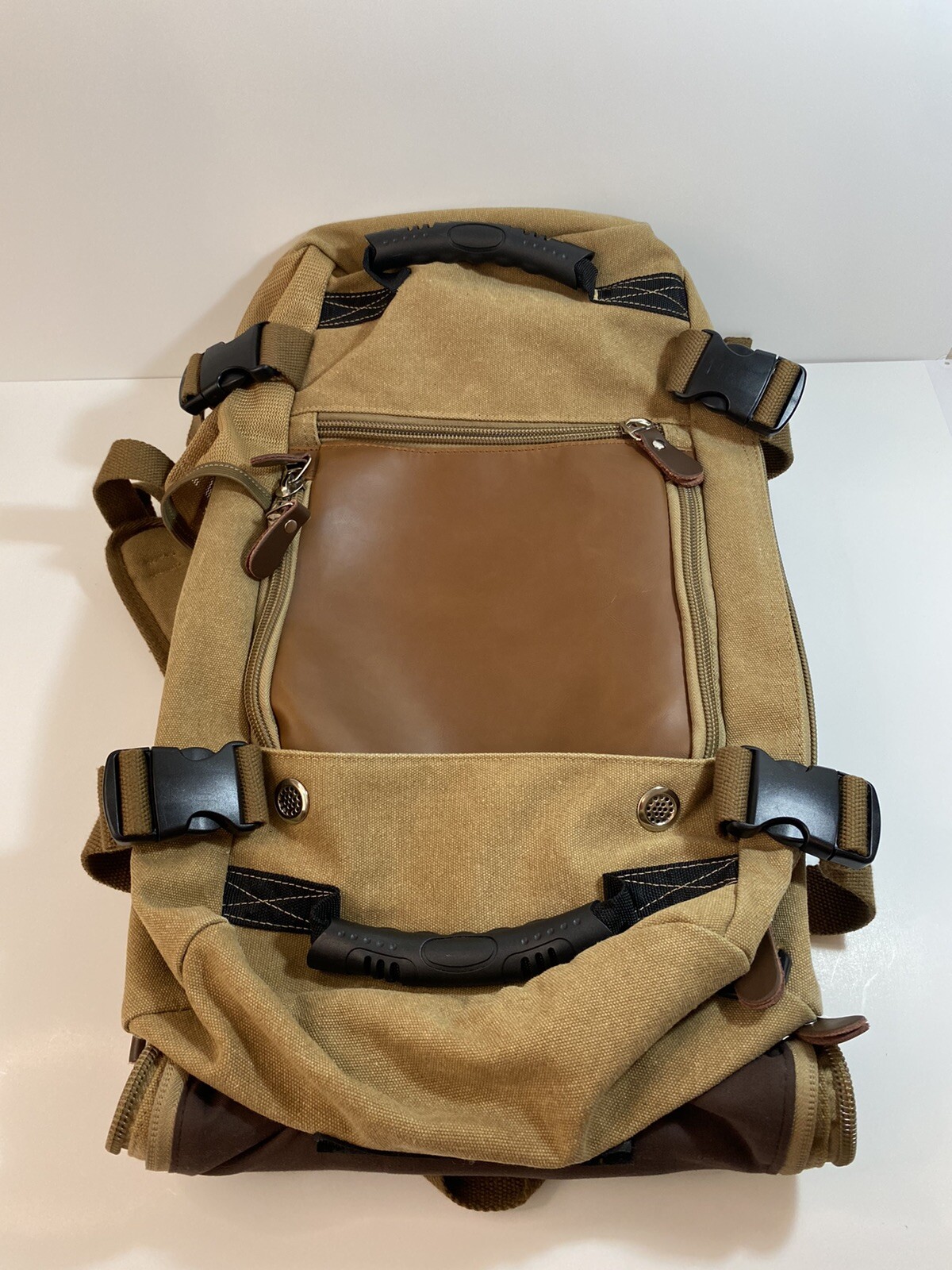 KARA Brown Men Canvas Convertible Duffel Bag Laptop Backpack Multipack Carryon