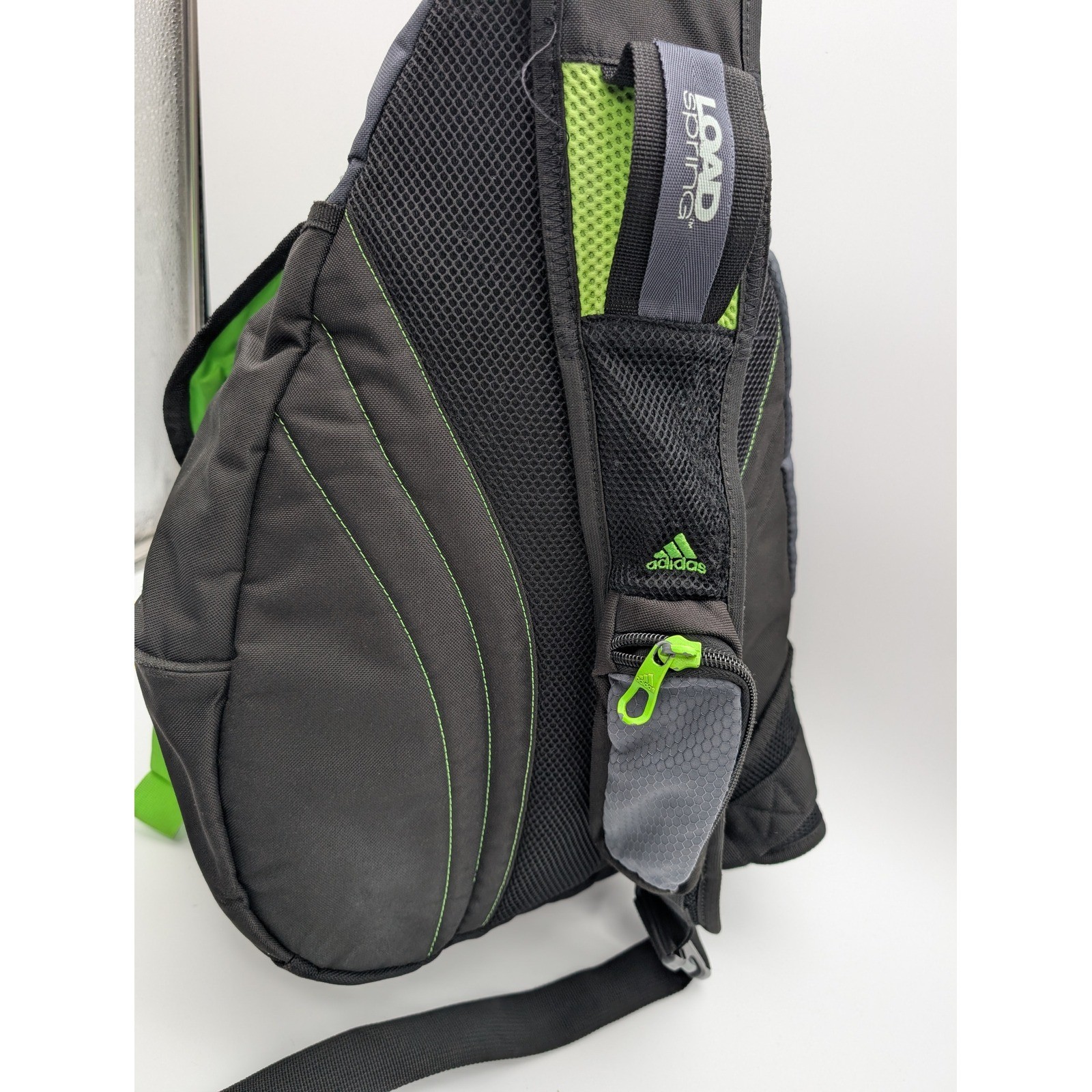 Adidas LoadSpring Sling Backpack Grey Black Neon Green One Strap Bag