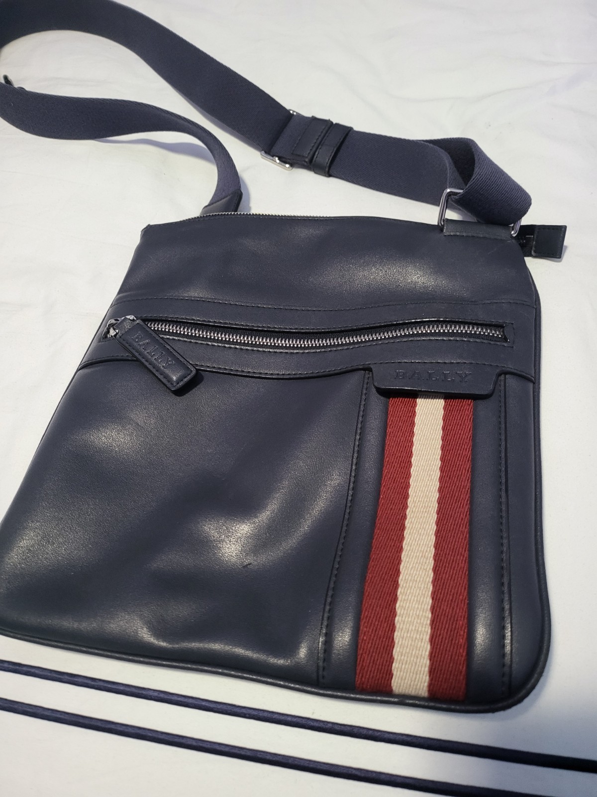 Bally Trainspotting Blue Leather Messenger Crossbody Bag