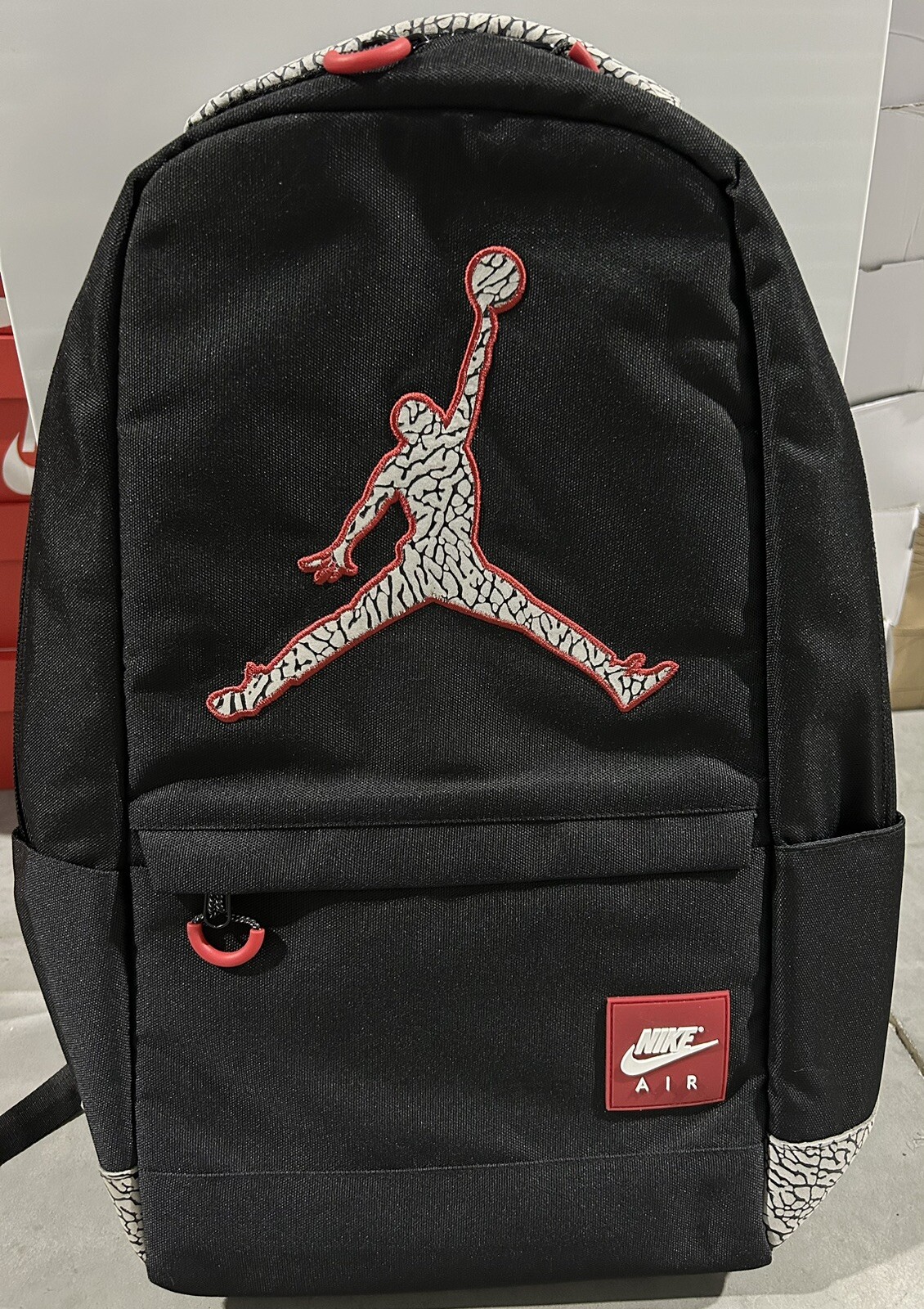 Nike Jordan Jumpman Black Cement Bred Toe Laptop Backpack Bag 9A0453-023 Sz L