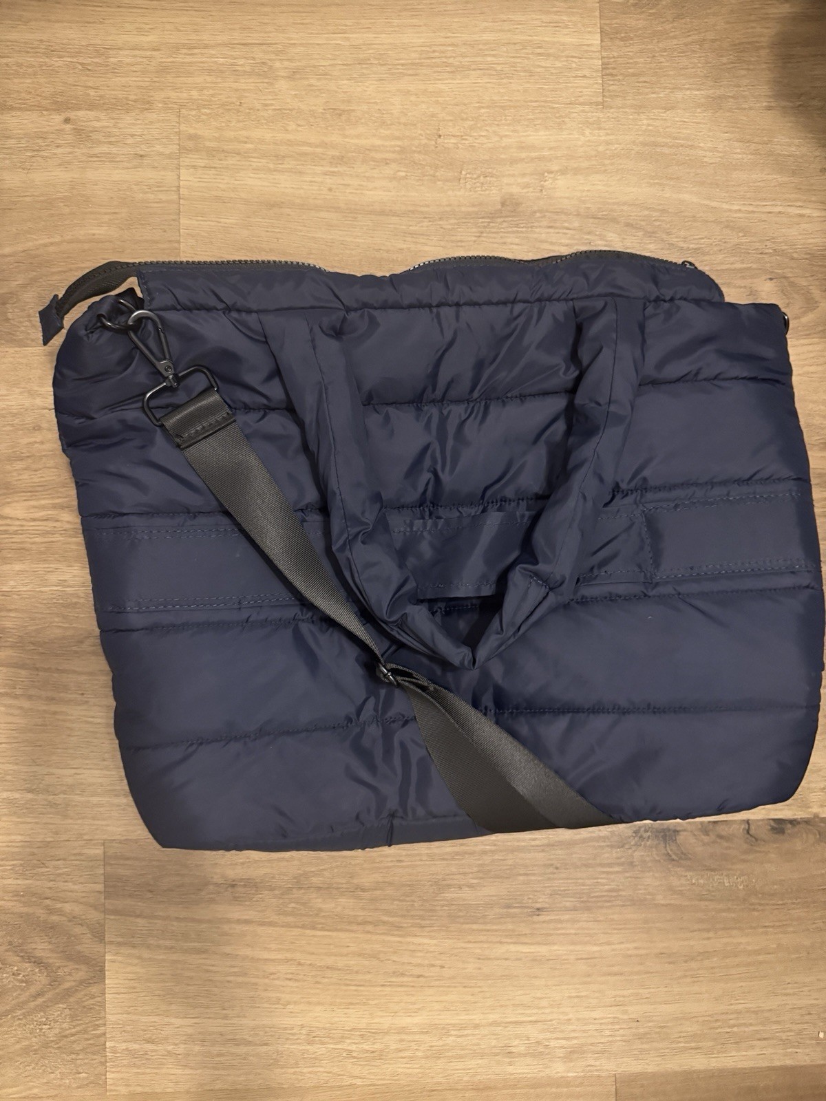 Bugatti Navy Quilted Puffer Messenger Bag, Zip Closure, Men’s Shoulder Strap