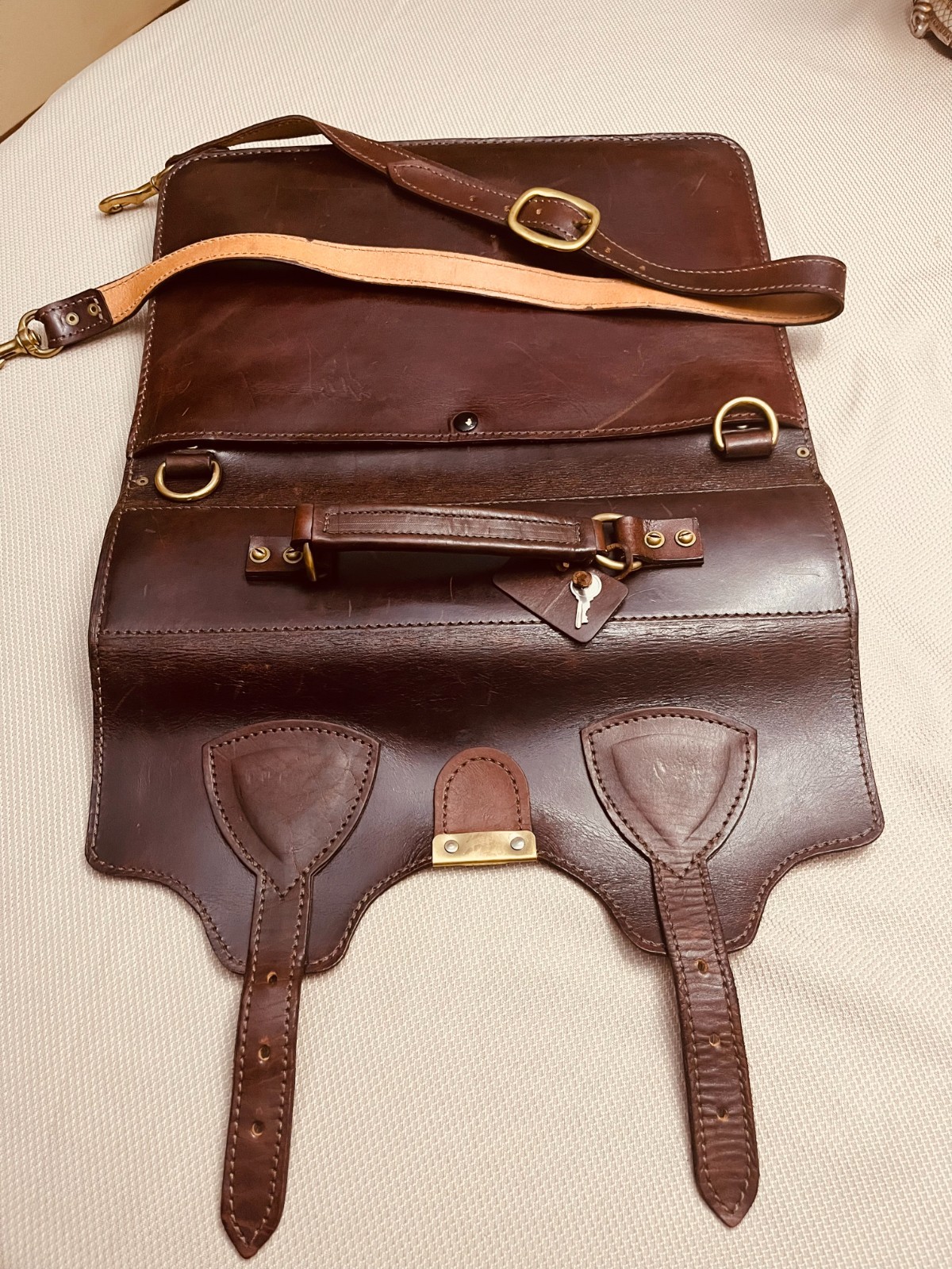 BRITISH ARMY “COLONEL” Heavy Saddle Leather Briefcase / Messenger Bag -ENGLAND