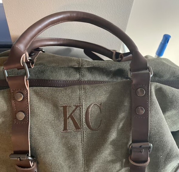 Oversized Weekender Duffle Bag Canvas Leather Trim Travel Luggage