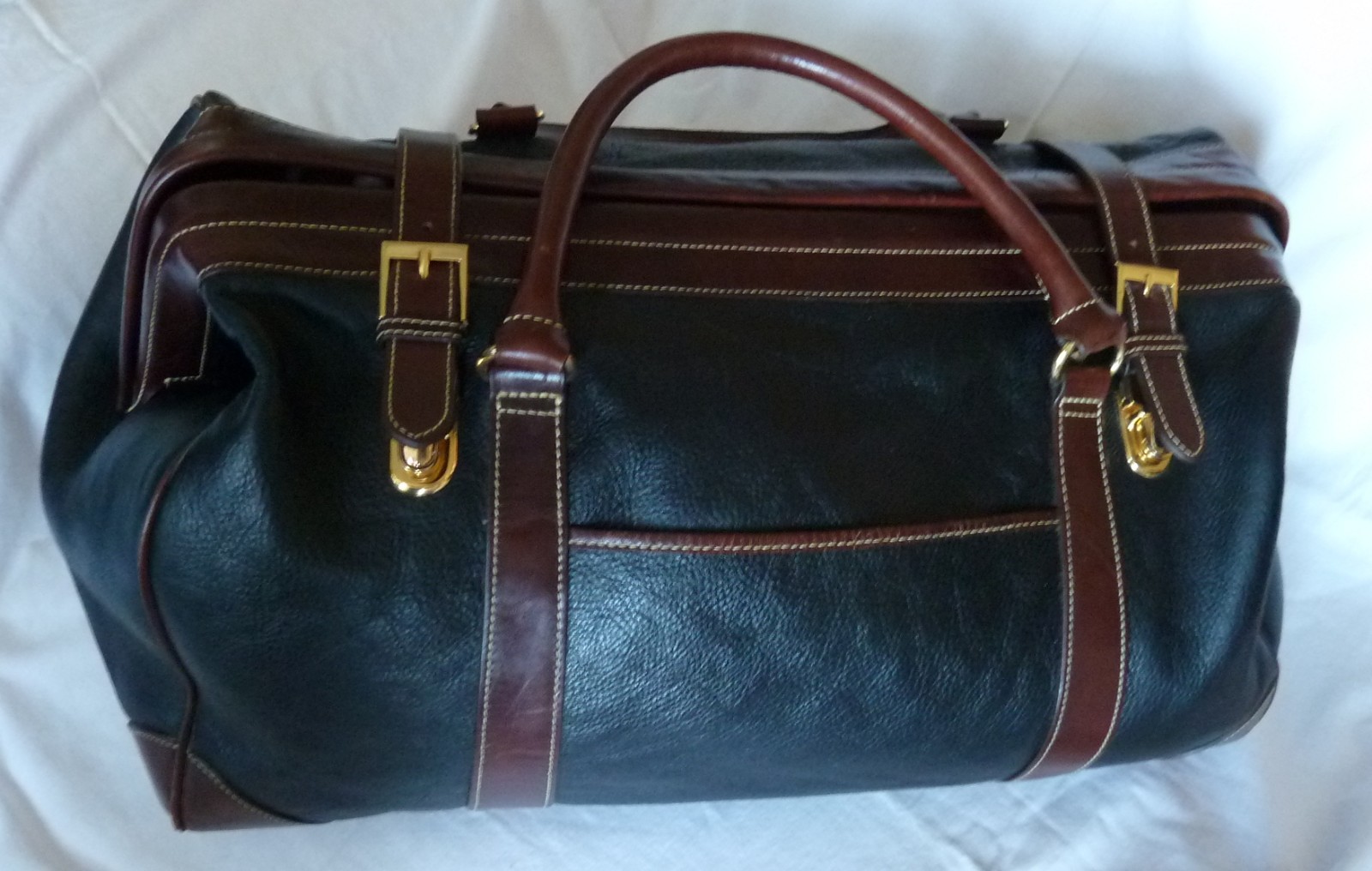 Vintage Mila Paoli Pebble Leather Doctor’s Bag Weekender Overnight Large Duffle