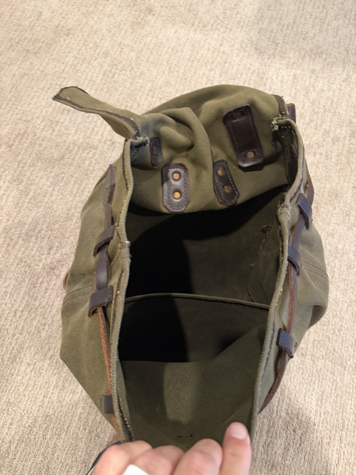 Saddleback Leather “Simple” Waxed Canvas Backpack in the Moss Green