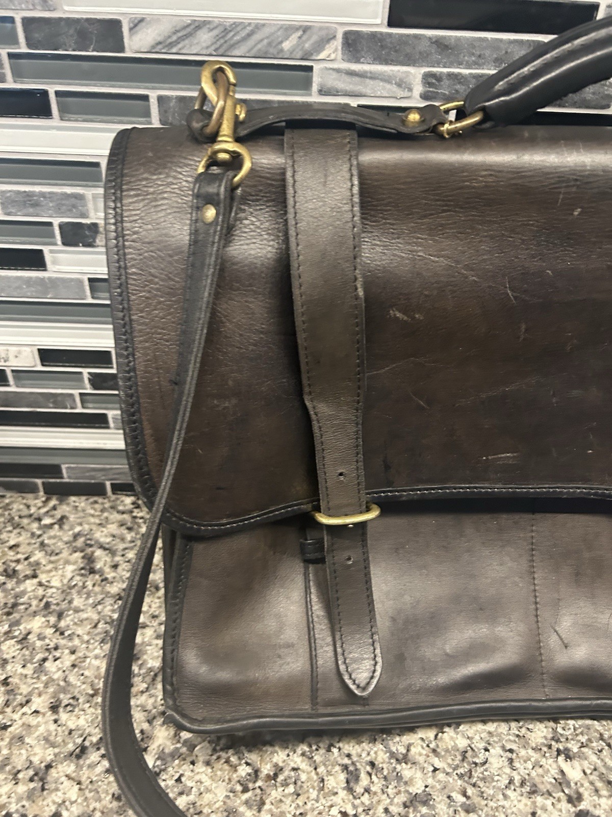 JACK GEORGES Made In USA UNIVERSITY EXECUTIVE LEATHER BRIEFCASE Dark Brown