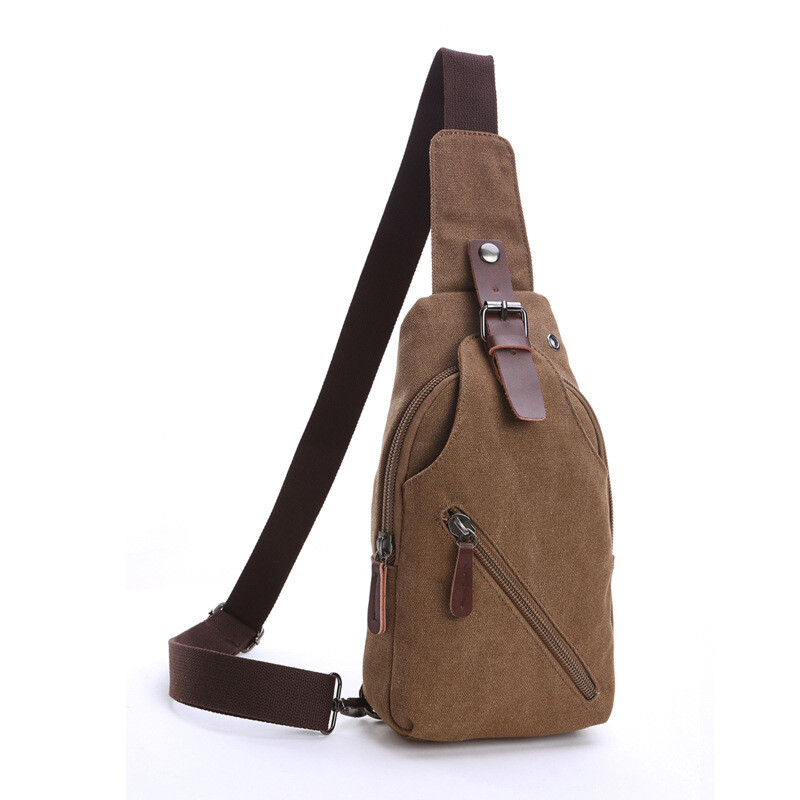 Men’s Single Shoulder Diagonal Backpack Canvas Chest Bag Outdoor Leisure Bag