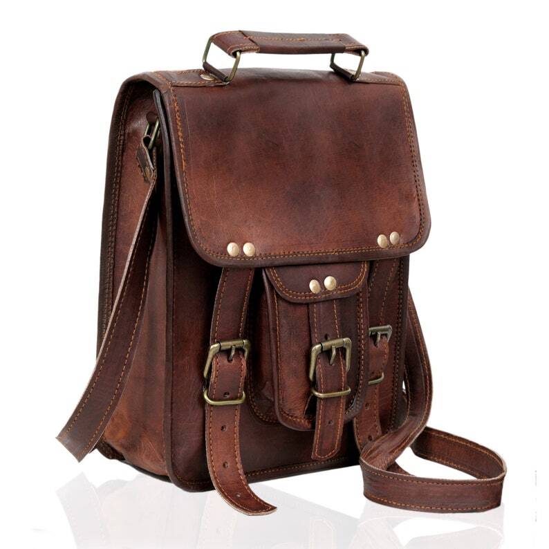 Handmade Personalized Genuine Leather Satchel – Unisex iPad Shoulder Bag