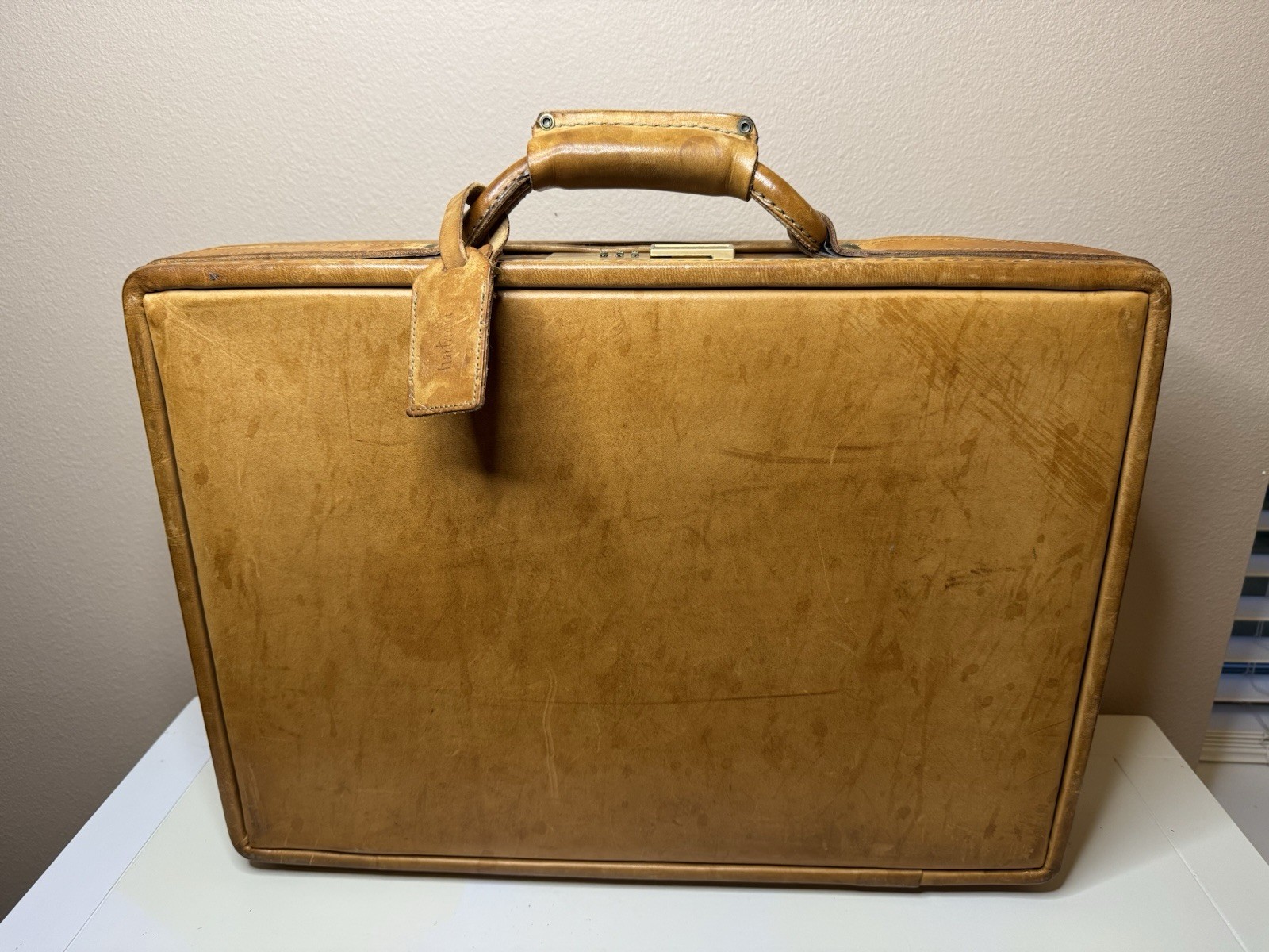 VINTAGE HARTMANN LUGGAGE BELTING 5″ BRIEFCASE LEATHER 18.25″ X13.25″ X4″