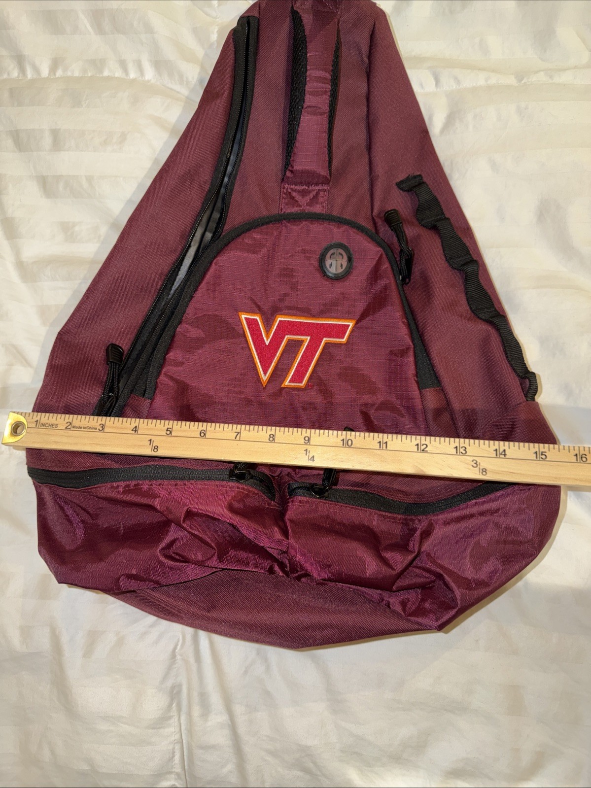 Virginia Tech VT Maroon Sling School Backpack Large Multiple Zip Pockets Unisex