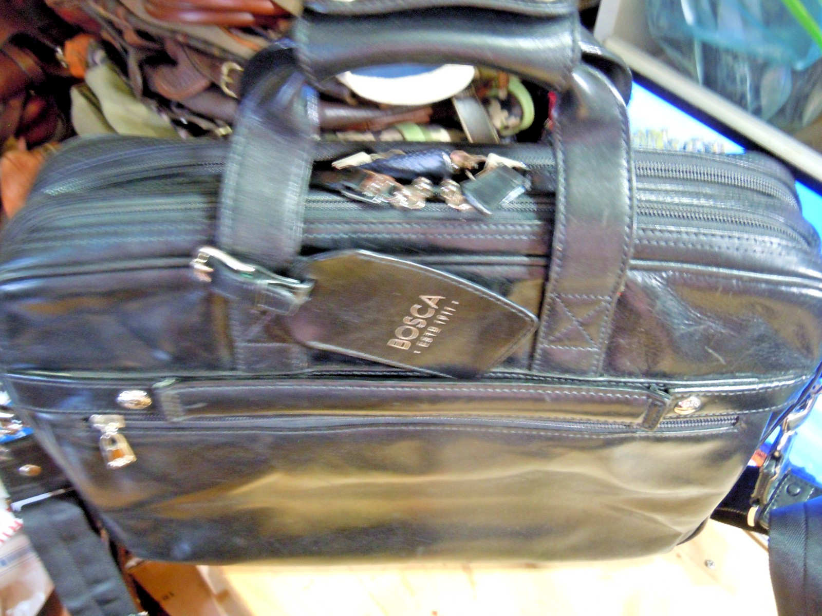 Bosca Old Leather/ Stringer Briefcase/ Italian Leather Luxury/ Large Capacity
