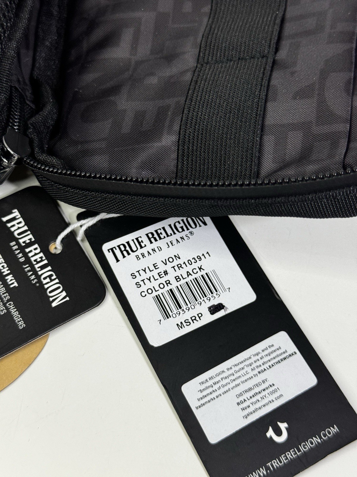 True Religion Tech Kit Small Travel Cable Toiletry Bag Black NWT NEW RARE