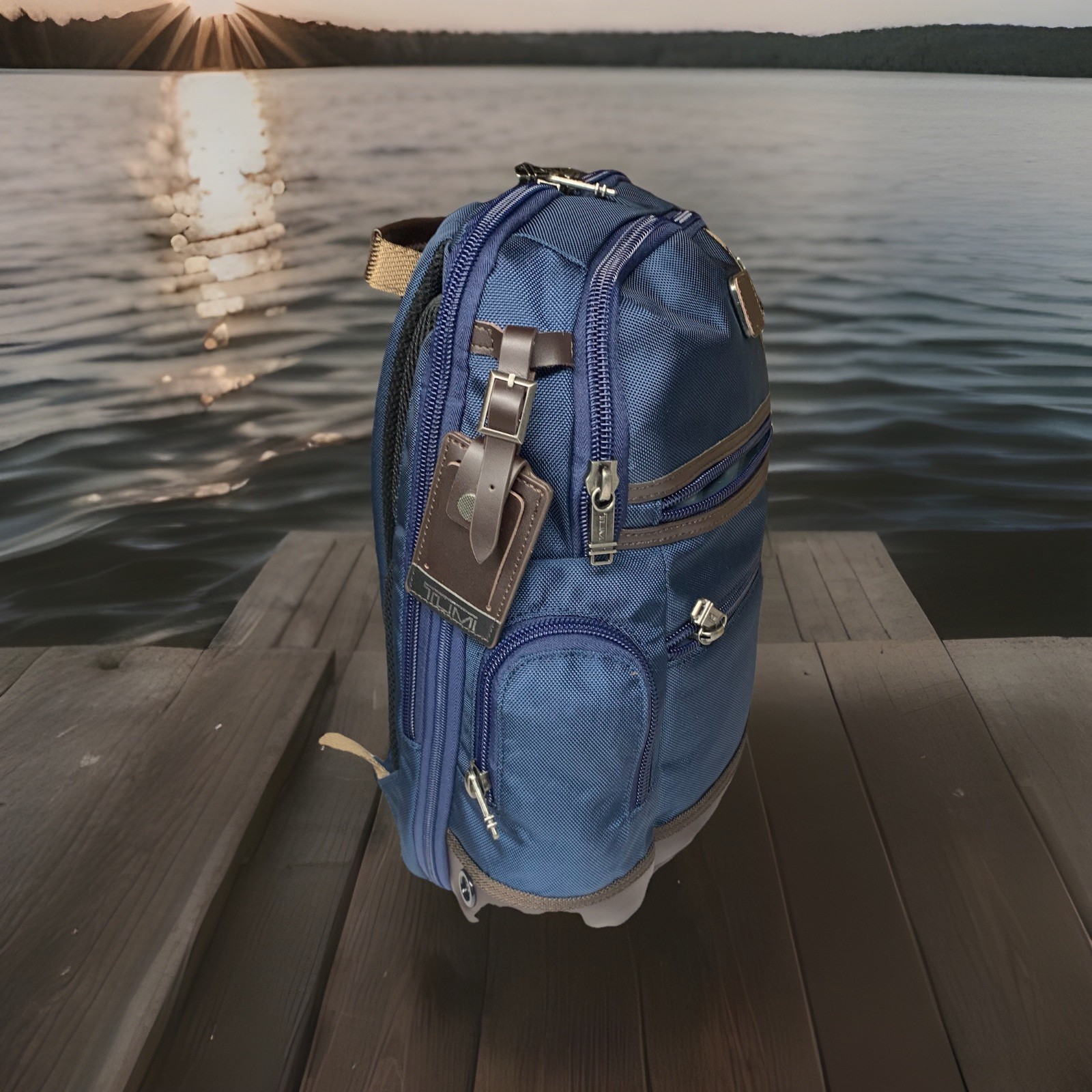 New-Tumi Alpha Bravo Knox Backpack 222681 Navy Expandable.