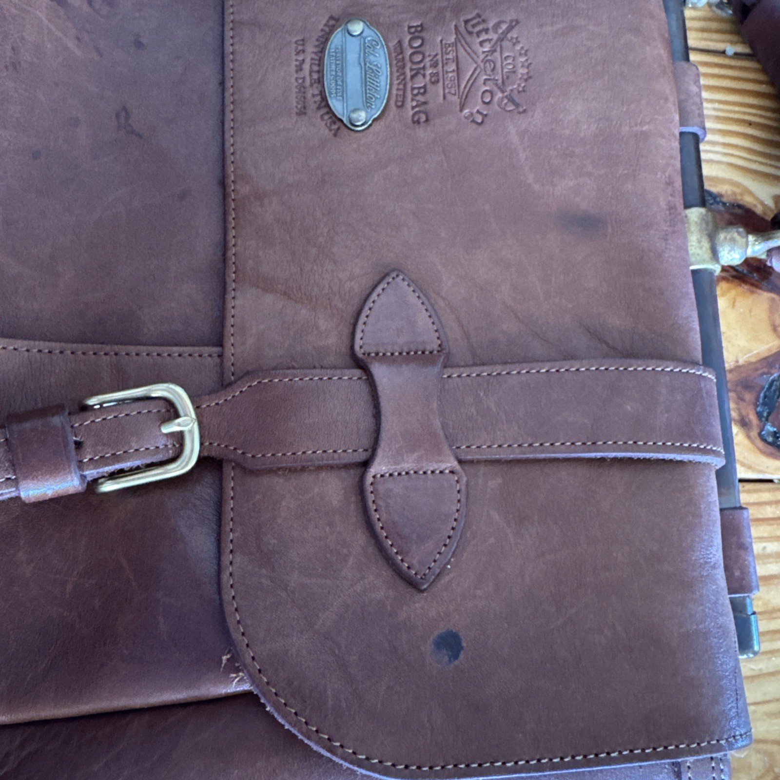 Colonel Littleton No. 83 Book Bag Vintage Brown Used (See Description)