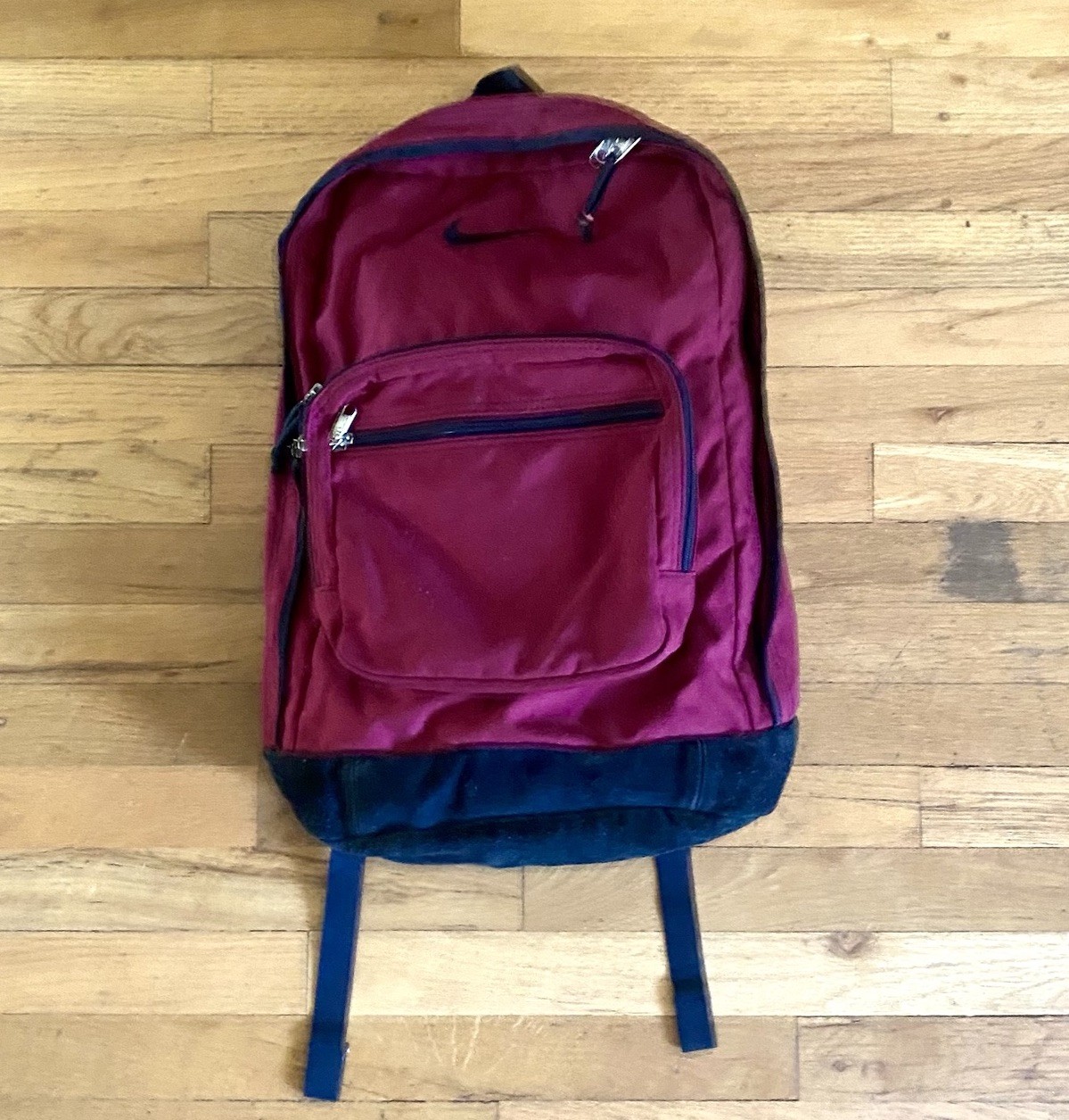 Vintage Y2K Nike Leather Suede Bottom Retro Red Backpack Bag Center Swoosh 90s