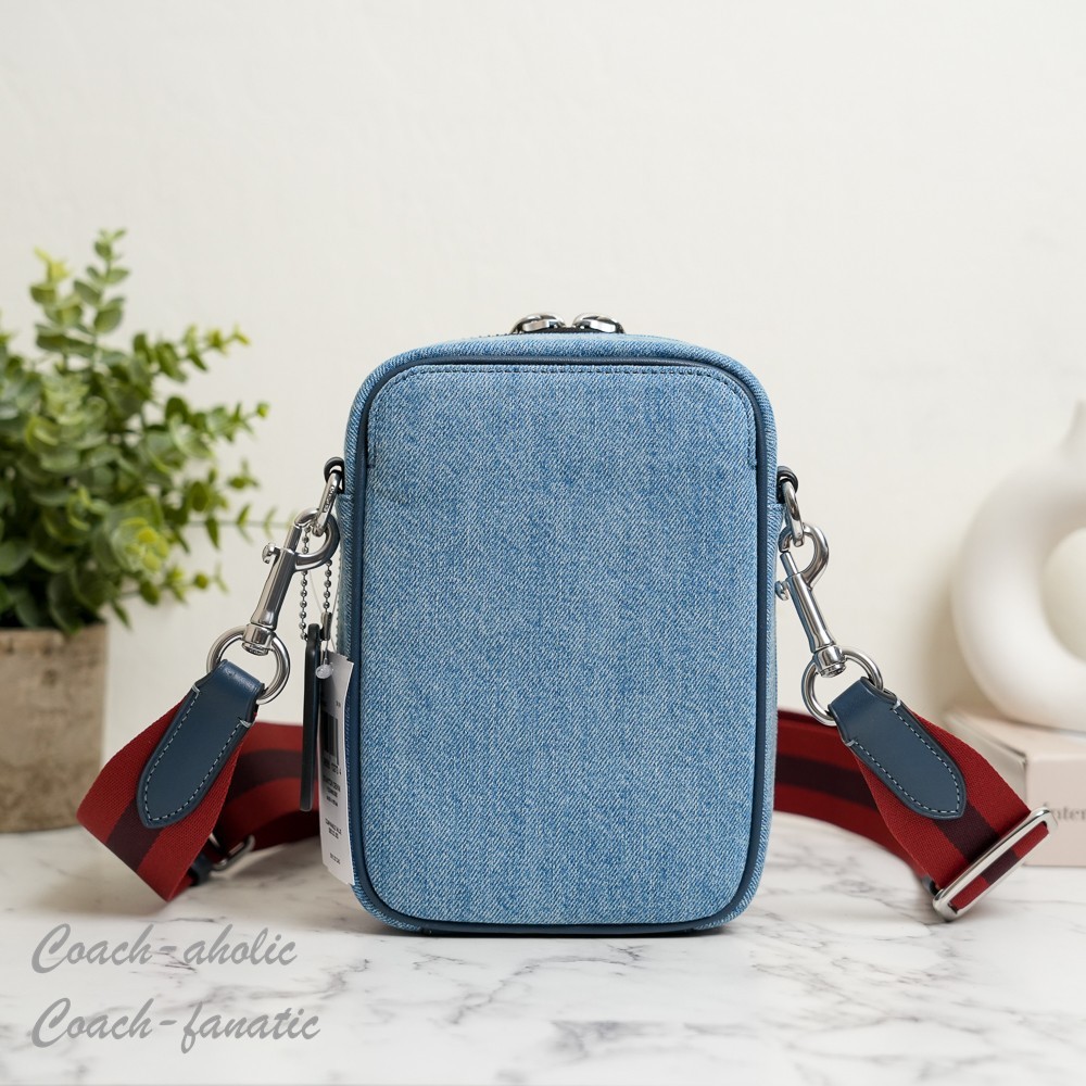 COACH CDC43 Stanton Crossbody Bag In Regenerative Cotton Silver/Indigo NWT
