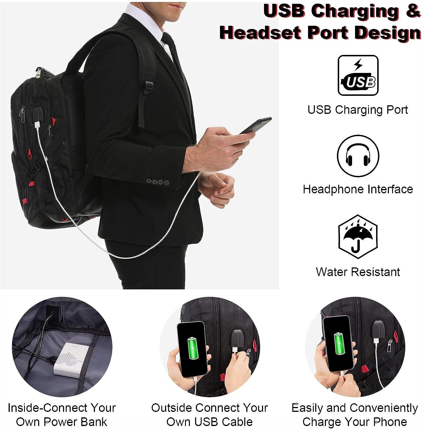 Large Capacity Travel Laptop Backpack – Anti Theft Design with Lock & USB Port