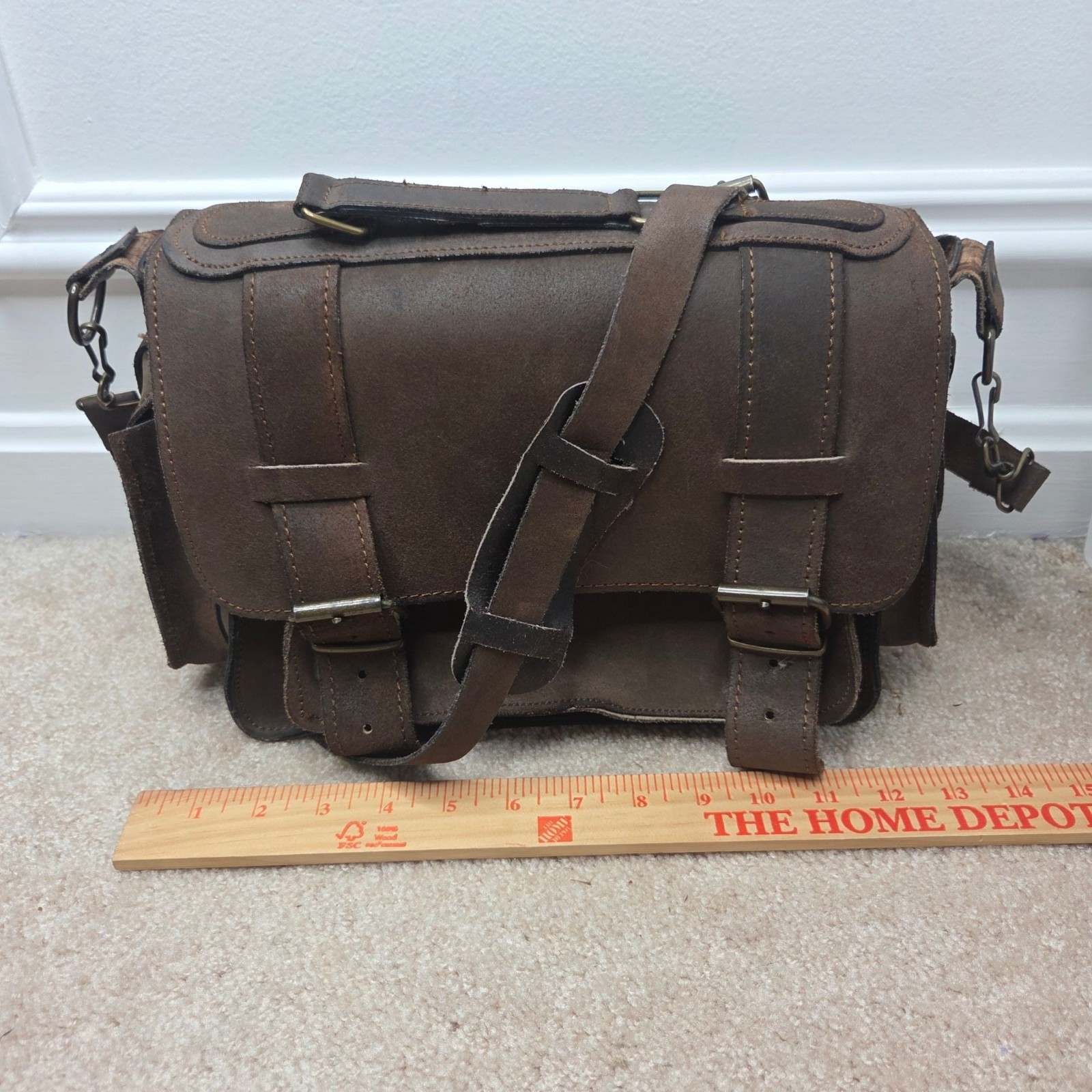 Handcrafted Brown Leather Shoulder Bag Messenger Saddlebag Made in Greece