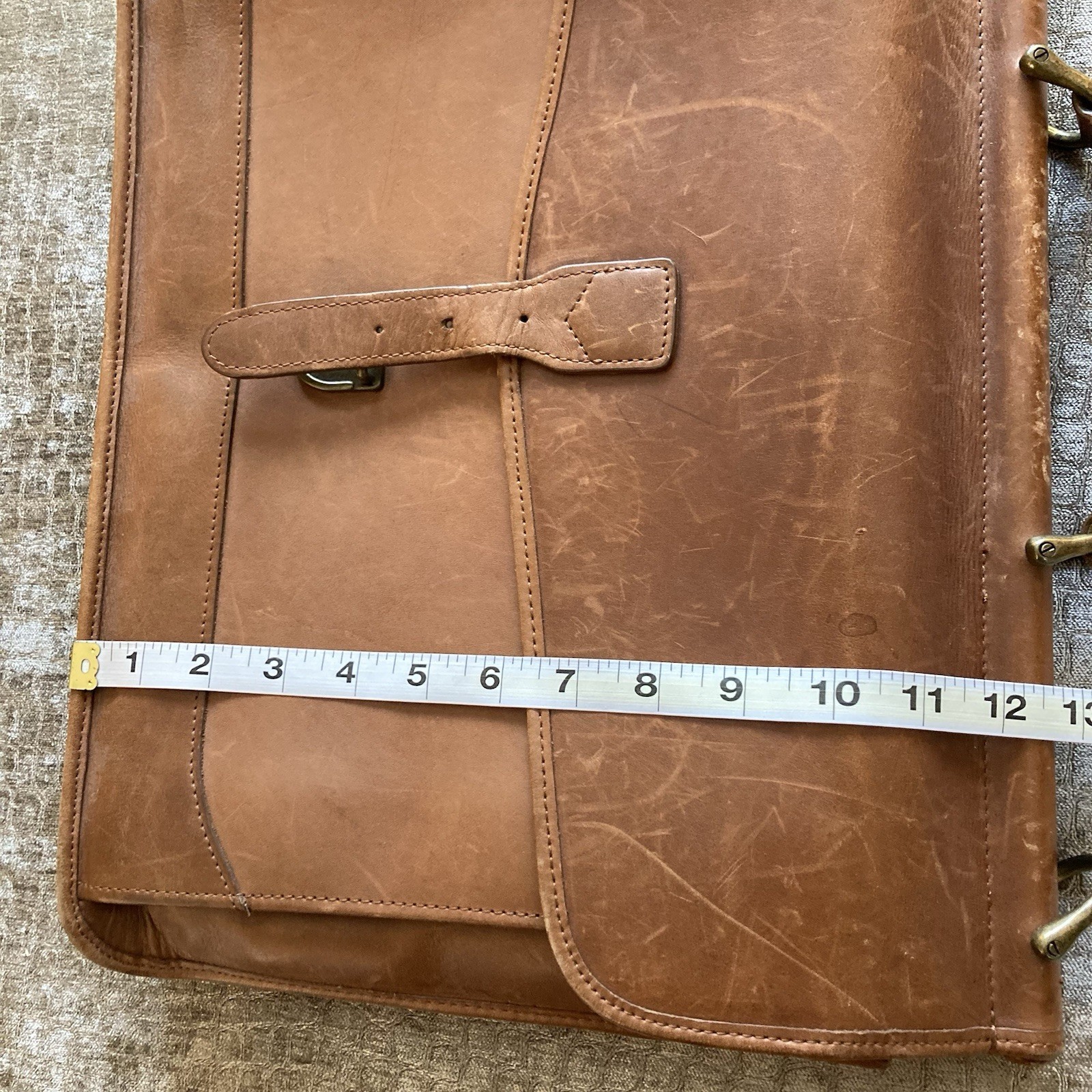 Vtg LL Bean Brown Leather Briefcase Attaché Organizer 17” x 12.5” Business Folio
