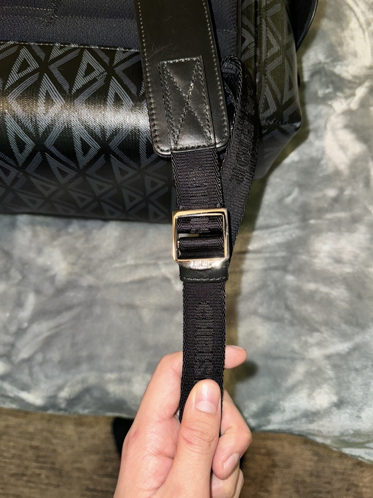 Christian Dior Hit the Road Backpack CD Diamond Coated Canvas Black