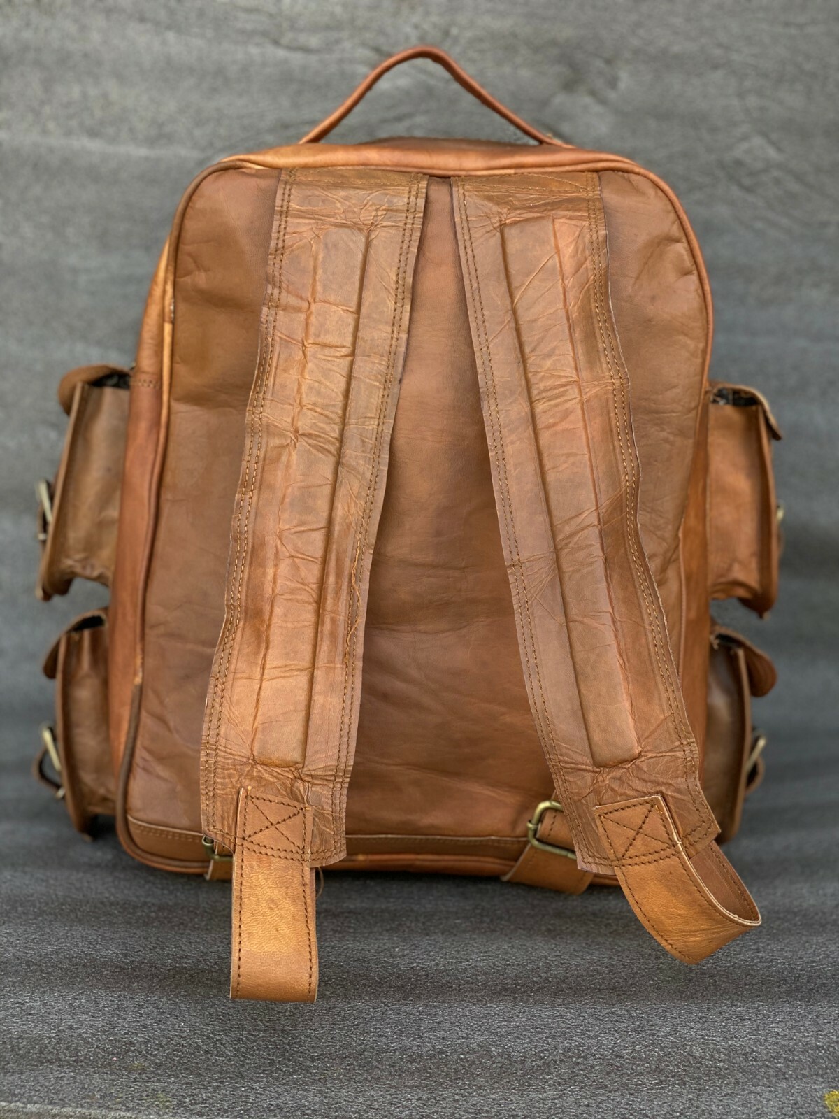 Men’s Leather Backpack Hiking 16″ Laptop Outdoor Messenger Bag Heavy Duty Cases