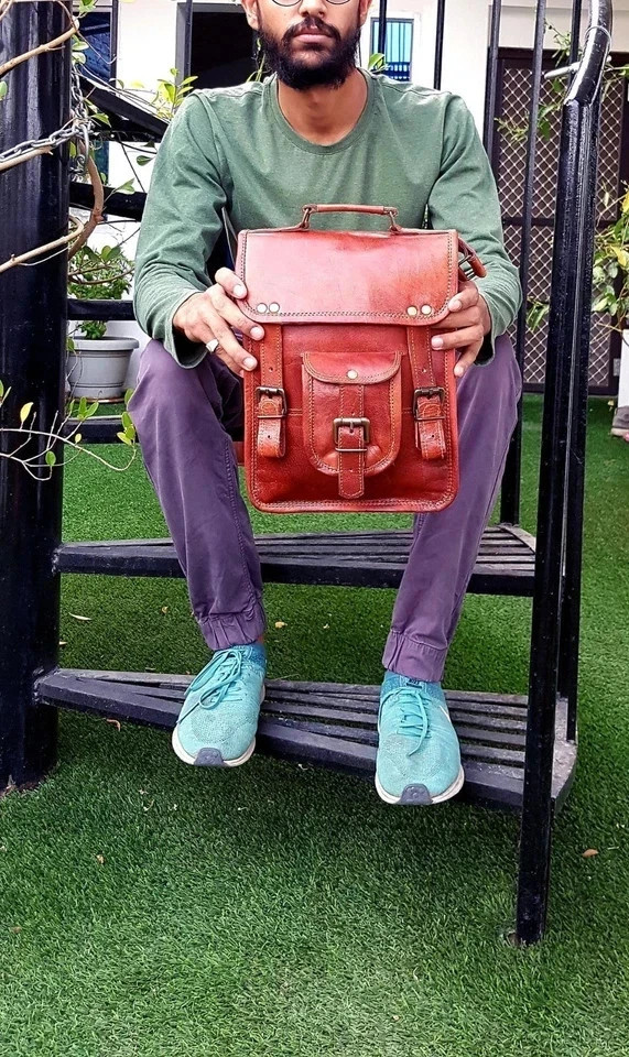 Aesthetic Leather Vintage Messenger Bag Brown Shoulder Satchel Crossbody