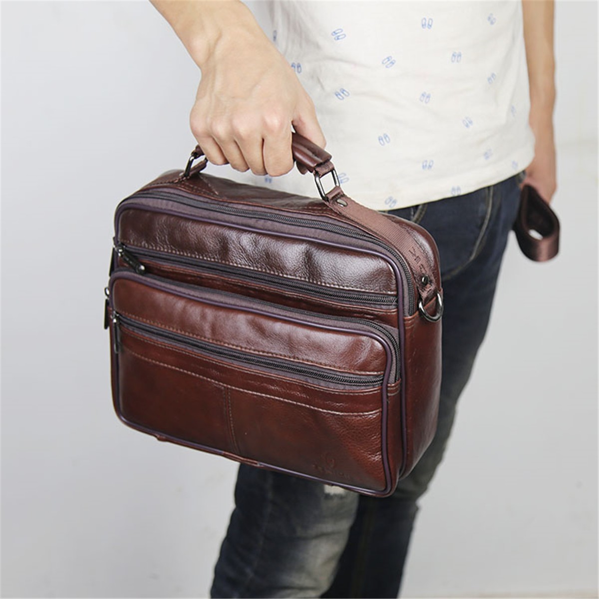 Men Genuine Leather Shoulder Bag Briefcase Messenger Business Satchel Work Case