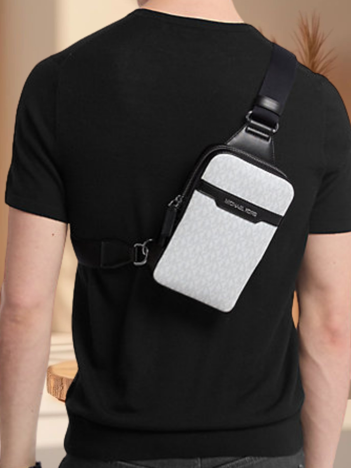 Michael Kors Cooper Men Medium Logo Crossbody Fanny Pack Waist Bag Bright White