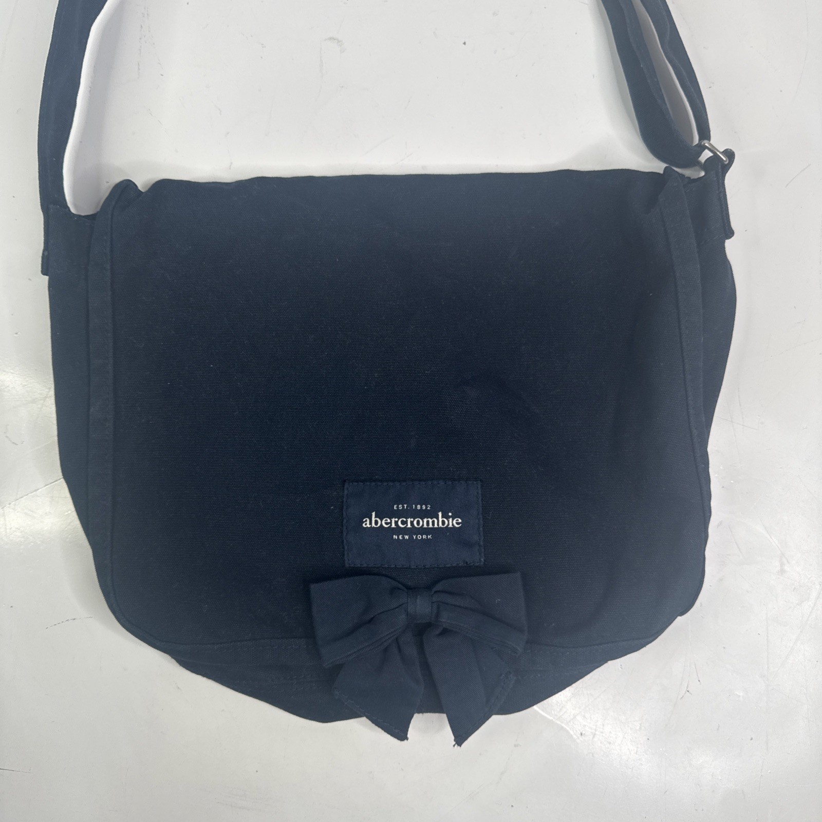 Y2k Abercrombie Blue Canvas Messenger Bag With Snap Closure Adjustable Strap 15″