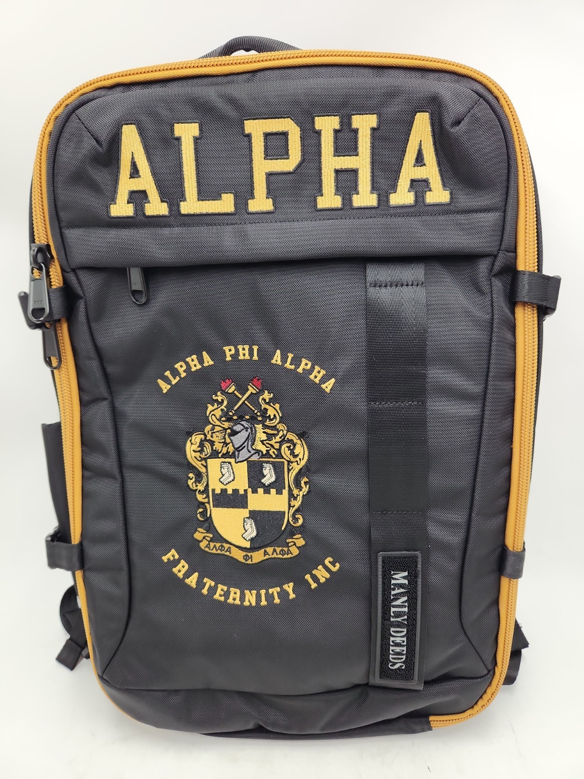 NEW Winters Industries Alpha Phi Alpha Embroidered Black and Gold Backpack