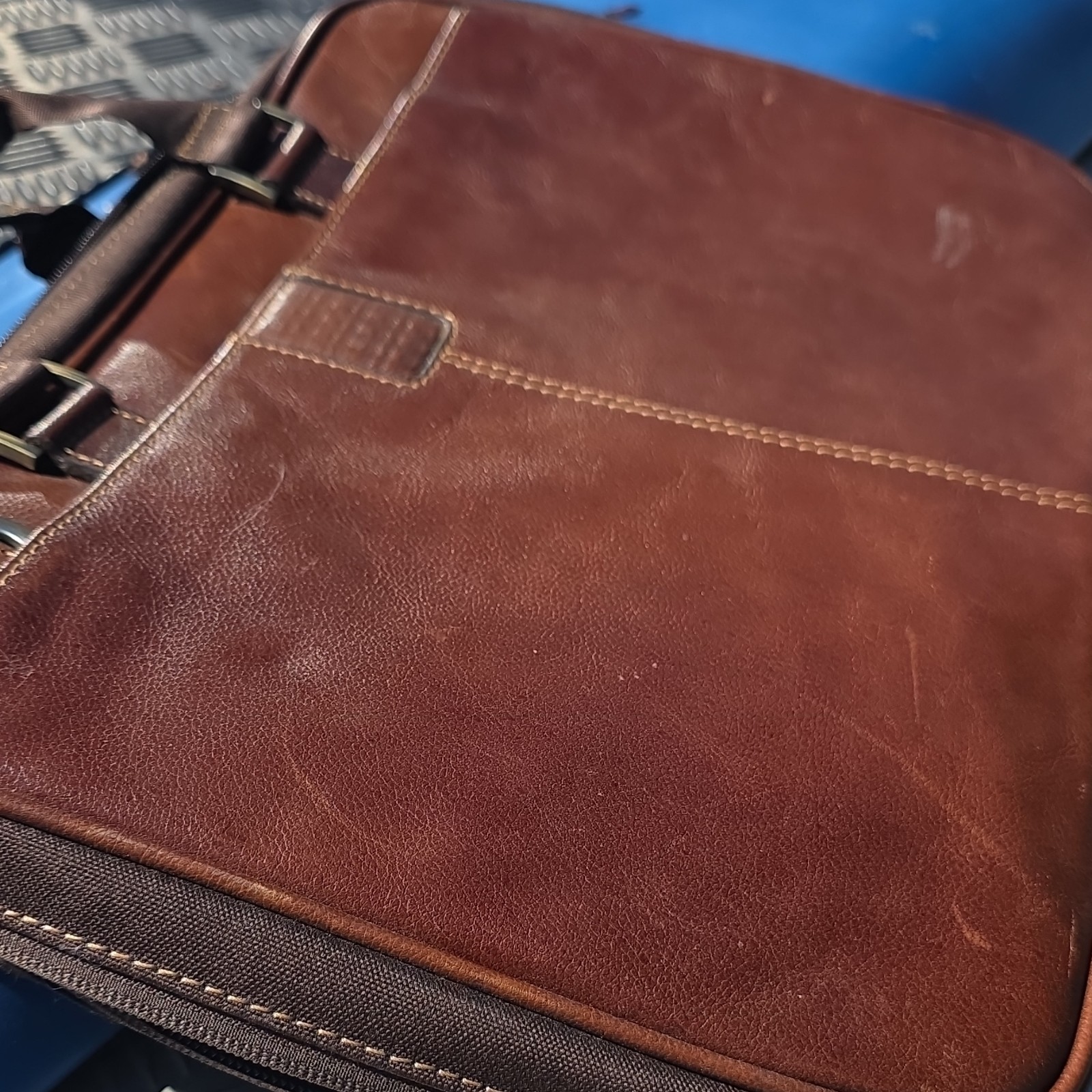 Boconi Men’s Brown Briefcase/Document Case Solid Cross-Body With Strap