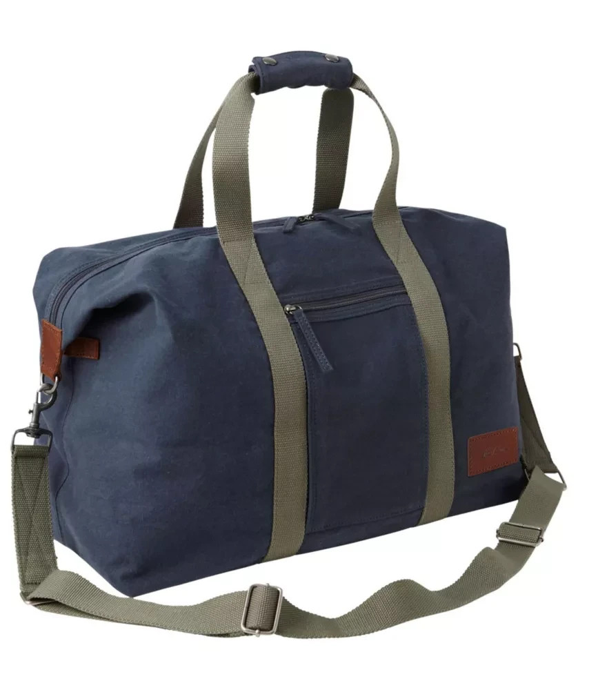 Vintage LL Bean Field Canvas Duffel Weekend Bag Navy Shoulder Strap Bag USED