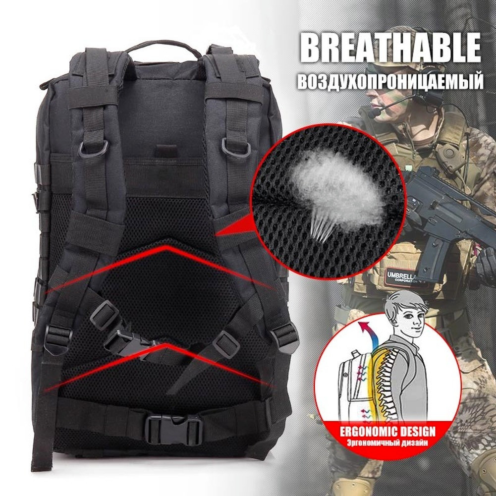 50L Large Tactical Military Backpack Waterproof Rucksack Hiking Laptop Backpack