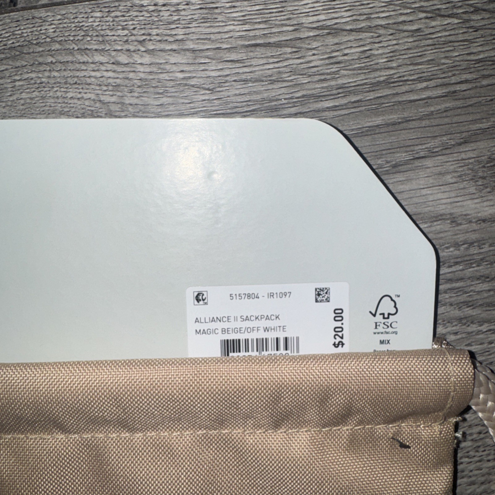 Adidas Alliance II Sackpack Drawstring Athletic Sports Bag NEW Beige /Off White