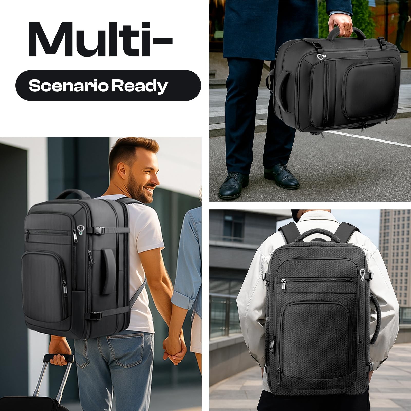 Roomy Travel Backpack,Expandable 40L-50L Carry On Backpack For 17.3″ Laptop