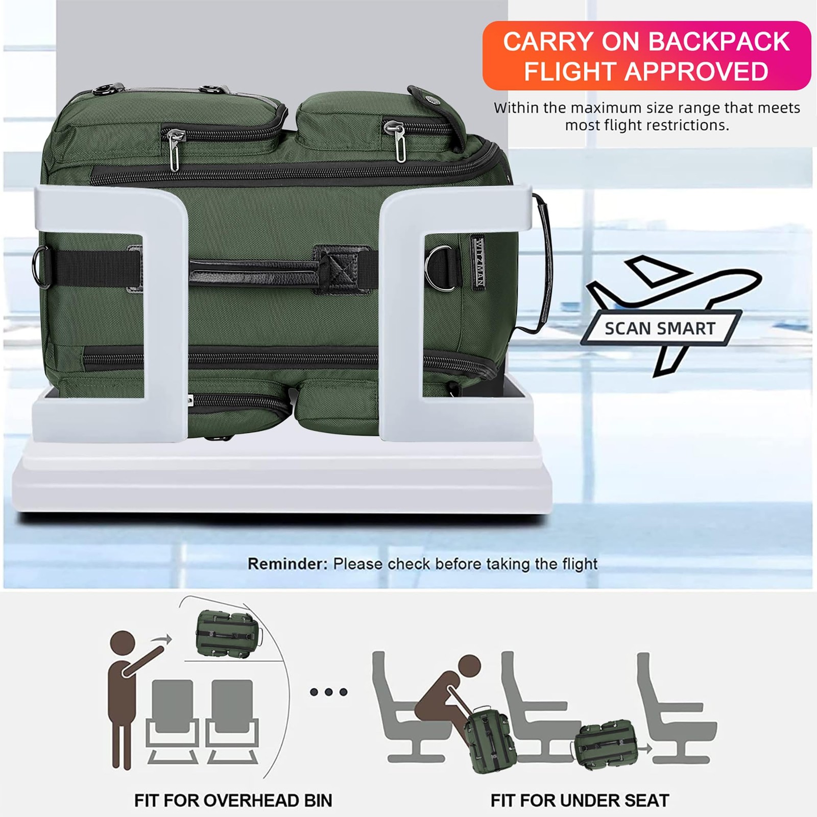 Travel Laptop Backpack for Men Convertible Carry on Bag 17 Inch