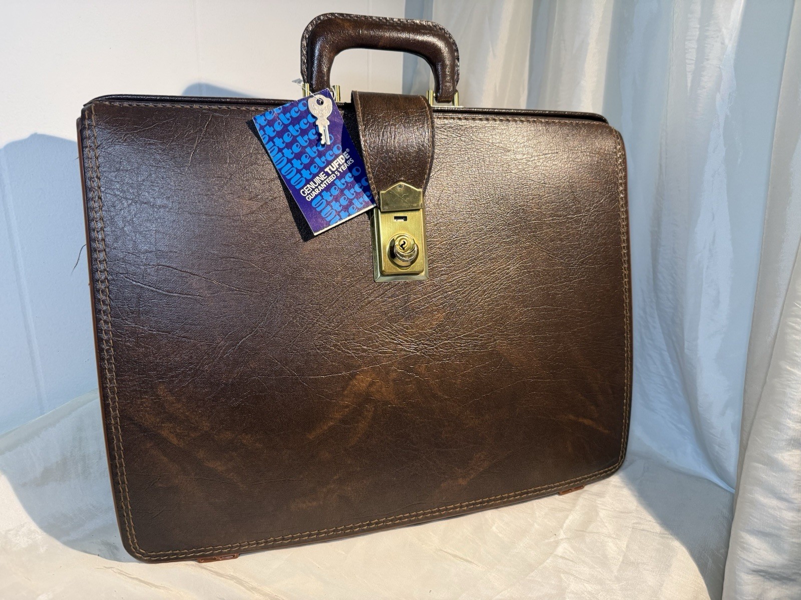 VTG Stebco Tufide Briefcase Lawyer Doctor Attaché Bag Brown With Key