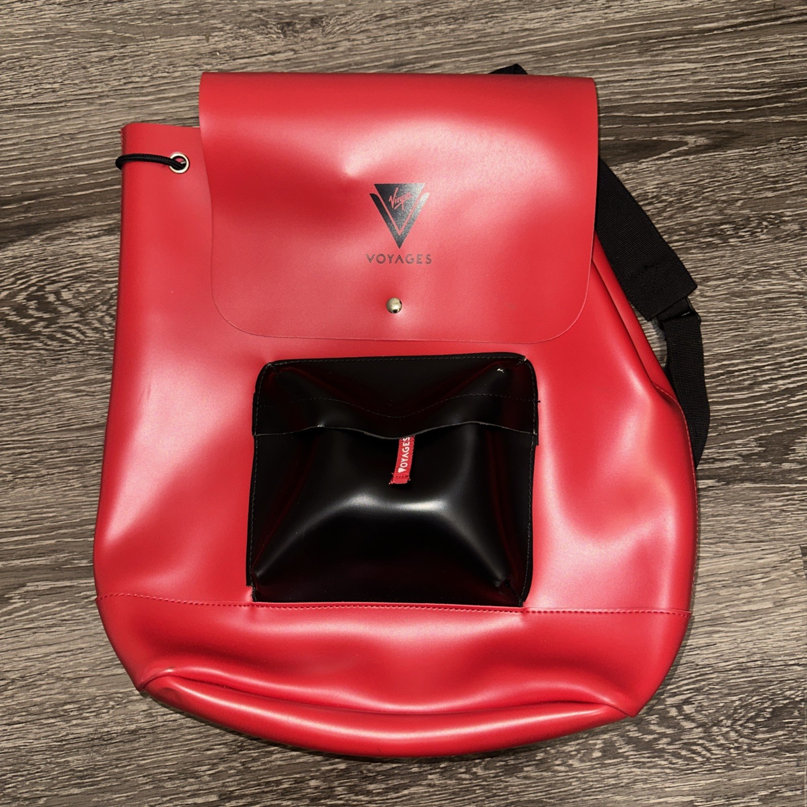 VTG Virgin Voyages Rubber Backpack Leather Look Red Bag Rare High Street Limited