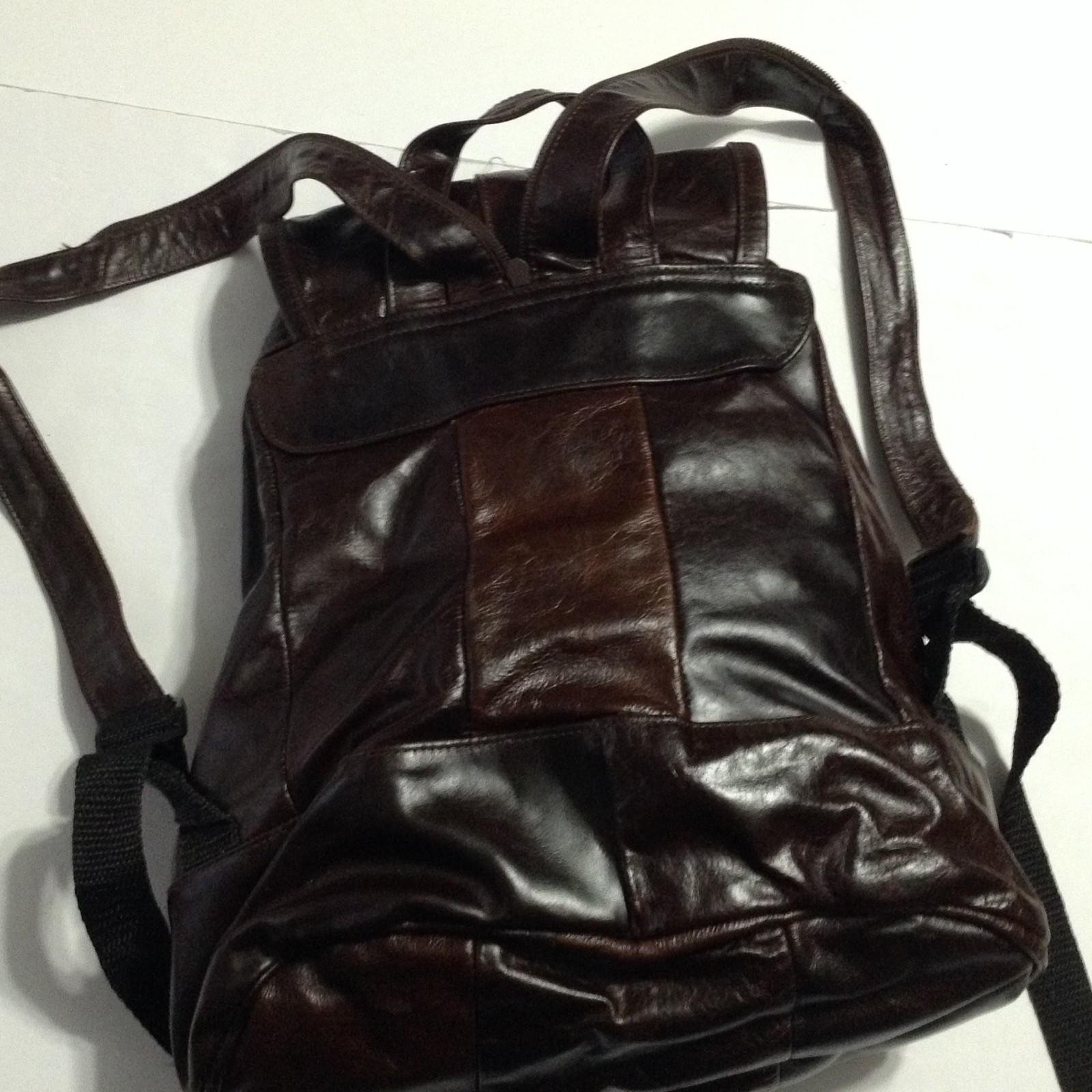 Leather Backpack 13 inch Rucksack Dark Brown Urban Drawstring Travel Bag