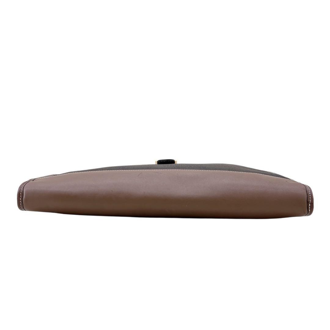 Dunhill Dark Brown PVC Leather Clutch Bag Men’s Size 28cm Authentic